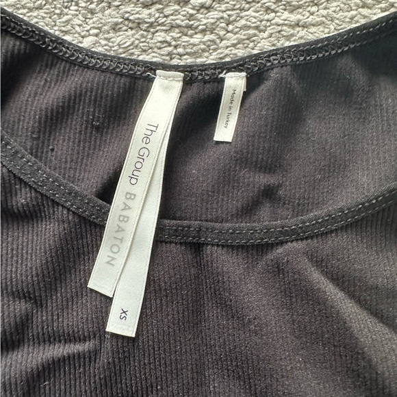 Babaton Aritzia Ribbed Long Sleeve Scoop Neck Shirt in Black - Picture 3 of 4